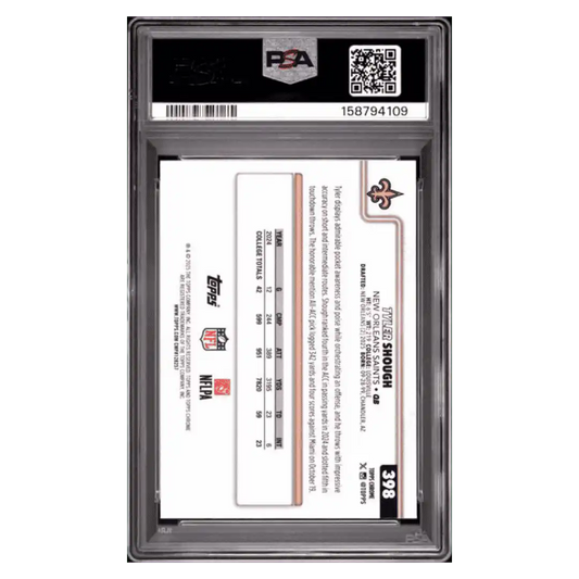 Tyler Shough PSA 9 2025 Topps Chrome Pulsar Rookie RC Card #398