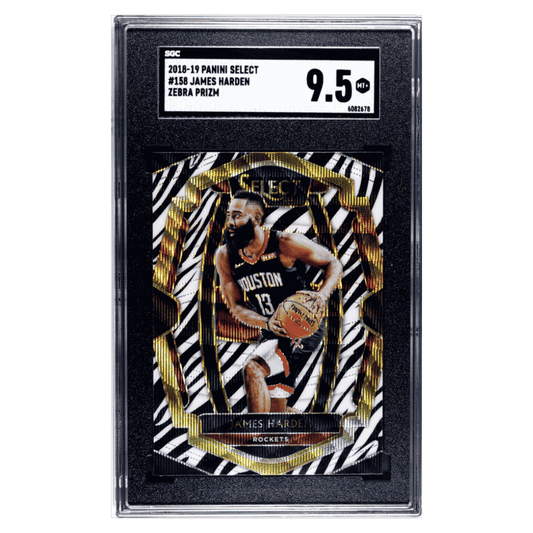 James Harden SGC 9.5 2018-19 Panini Select Zebra Prizm Case Hit Card #158