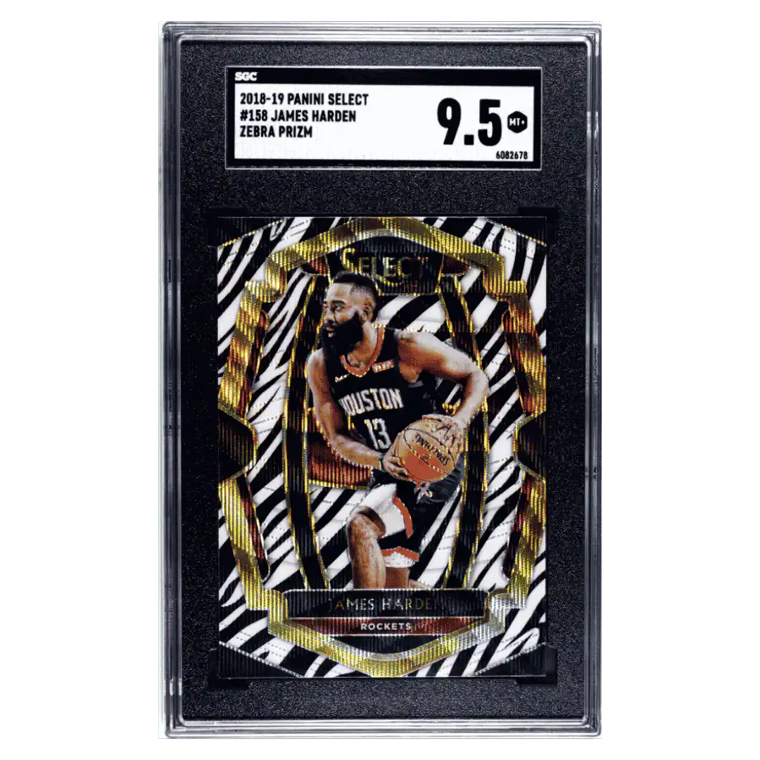 James Harden SGC 9.5 2018-19 Panini Select Zebra Prizm Case Hit Card #158