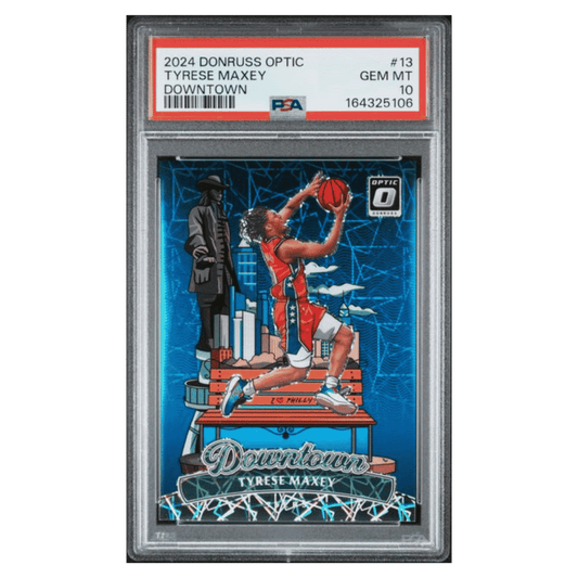 Tyrese Maxey PSA 10 2024 Panini Donruss Optic Downtown Card #13