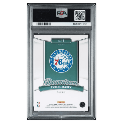 Tyrese Maxey PSA 10 2024 Panini Donruss Optic Downtown Card #13