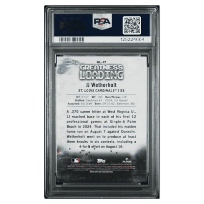 JJ Wetherholt PSA 10 2025 Topps Bowman Chrome Greatness Loading Card #GL17