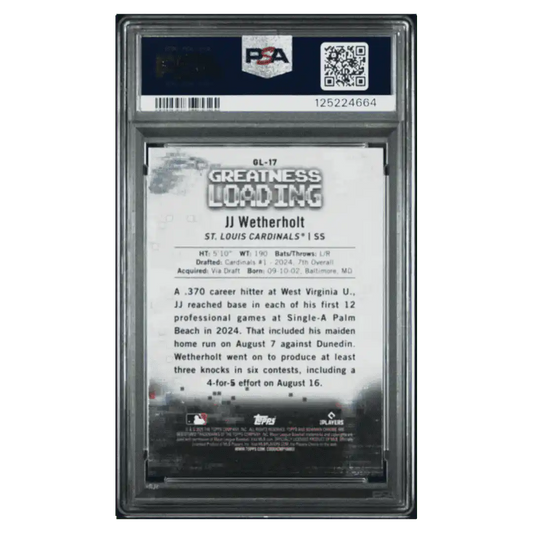 JJ Wetherholt PSA 10 2025 Topps Bowman Chrome Greatness Loading Card #GL17
