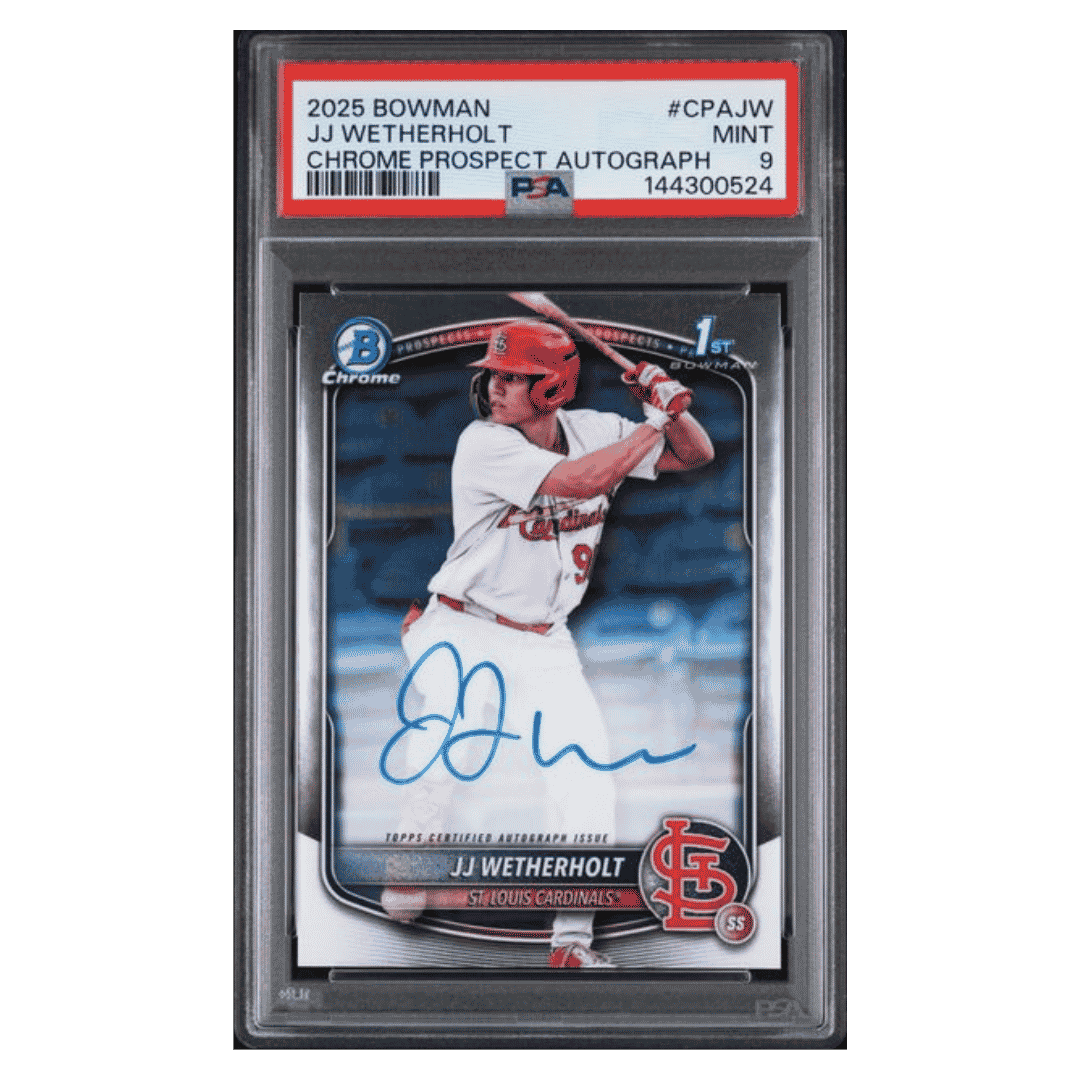 JJ Wetherholt PSA 9 2025 Topps Bowman Chrome Prospect Autograph Card #CPAJW