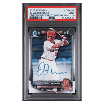 JJ Wetherholt PSA 9 2025 Topps Bowman Chrome Prospect Autograph Card #CPAJW