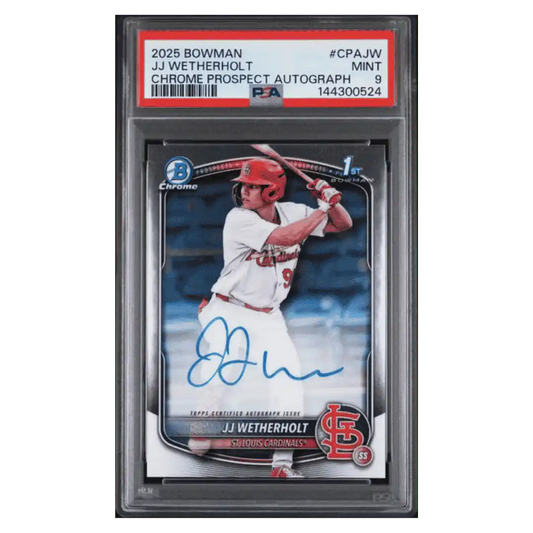 JJ Wetherholt PSA 9 2025 Topps Bowman Chrome Prospect Autograph Card #CPAJW