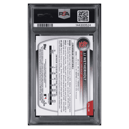JJ Wetherholt PSA 9 2025 Topps Bowman Chrome Prospect Autograph Card #CPAJW