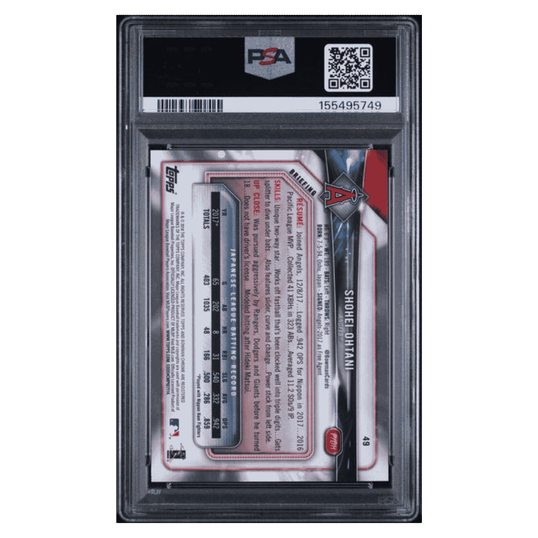 Shohei Ohtani PSA 9 2018 Topps Bowman Card #49