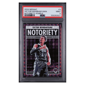 Victor Wembanyama PSA 9 2024 Panini Mosaic Notoriety Purple #d/ 99 Card #3