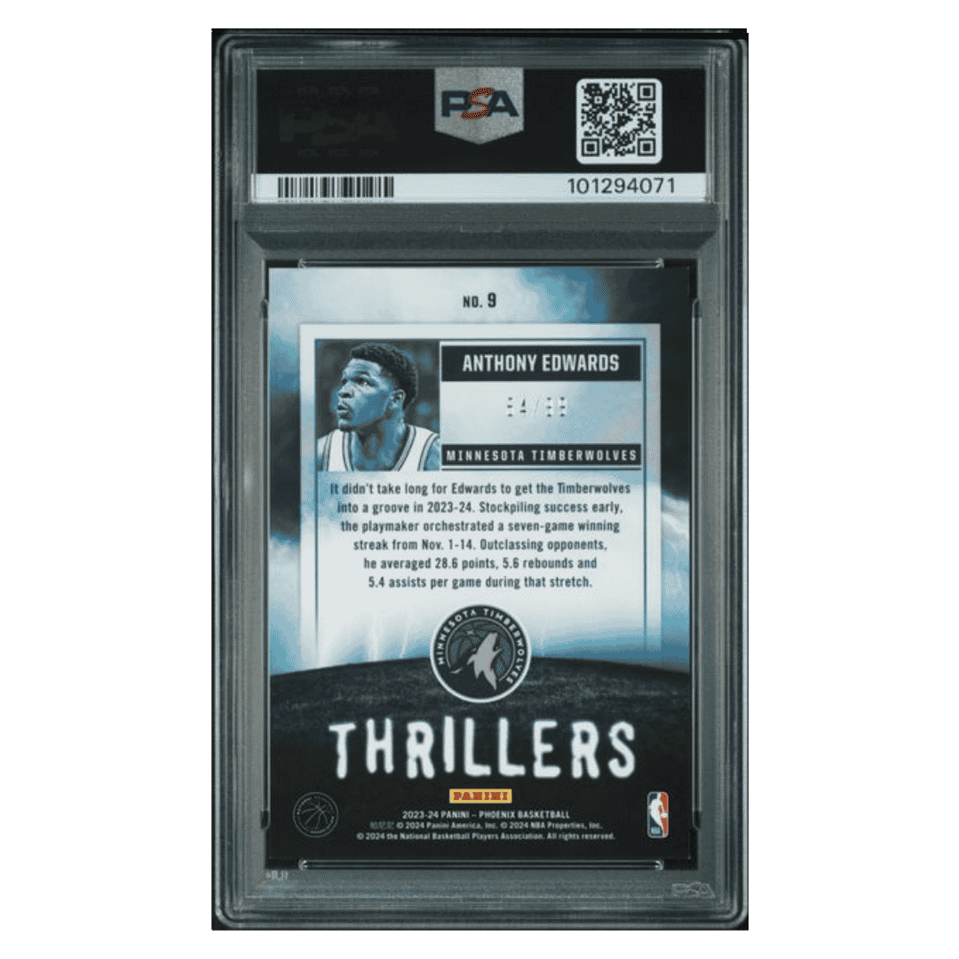 Anthony Edwards PSA 9 2023 Panini Phoenix Thrillers Pink #d/ 99 Card #9
