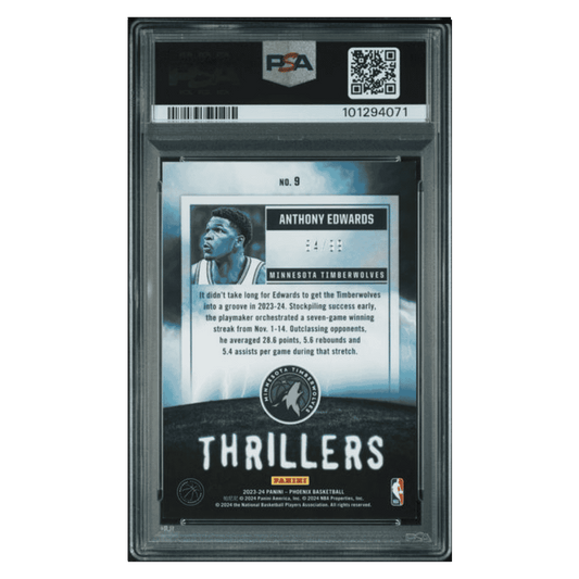 Anthony Edwards PSA 9 2023 Panini Phoenix Thrillers Pink #d/ 99 Card #9