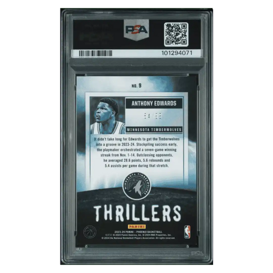 Anthony Edwards PSA 9 2023 Panini Phoenix Thrillers Pink #d/ 99 Card #9