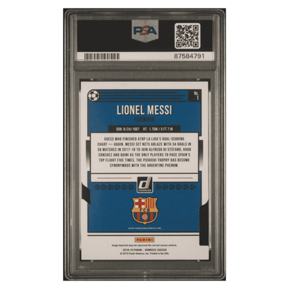 Lionel Messi PSA 9 2018 Panini Donruss Press Proof Die Cuts #d/ 100 Card #1