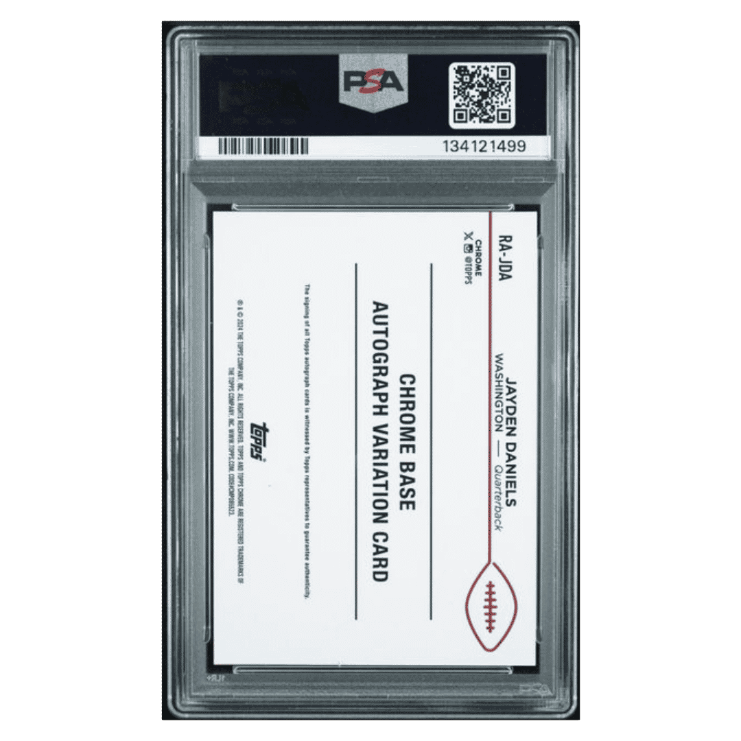 Jayden Daniels PSA 10 2024 Topps Chrome Rookie Autograph Aqua Geo Rookie RC #d/ 199 Card #RAJDA