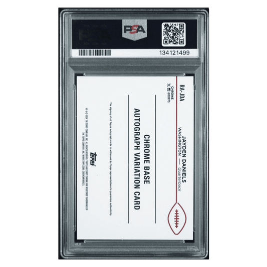 Jayden Daniels PSA 10 2024 Topps Chrome Rookie Autograph Aqua Geo Rookie RC #d/ 199 Card #RAJDA