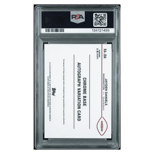 Jayden Daniels PSA 10 2024 Topps Chrome Rookie Autograph Aqua Geo Rookie RC #d/ 199 Card #RAJDA