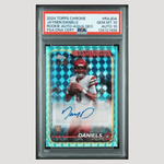
Jayden Daniels PSA 10 2024 Topps Chrome Rookie Autograph Aqua Geo Rookie RC