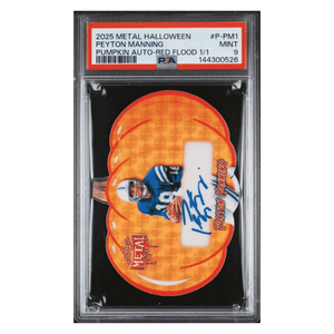 Peyton Manning PSA 9 2025 Leaf Metal Halloween Pumpkin Autograph Red Flood #1/ 1 Card #P-PM1