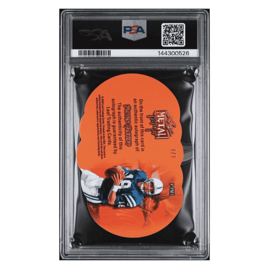 Peyton Manning PSA 9 2025 Leaf Metal Halloween Pumpkin Autograph Red Flood #1/ 1 Card #P-PM1