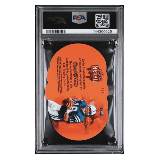 Peyton Manning PSA 9 2025 Leaf Metal Halloween Pumpkin Autograph Red Flood #1/ 1 Card #P-PM1