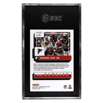 Michael Vick SGC 9 2022 Panini Donruss Optic Gold Prizm #d/ 10 Card #12