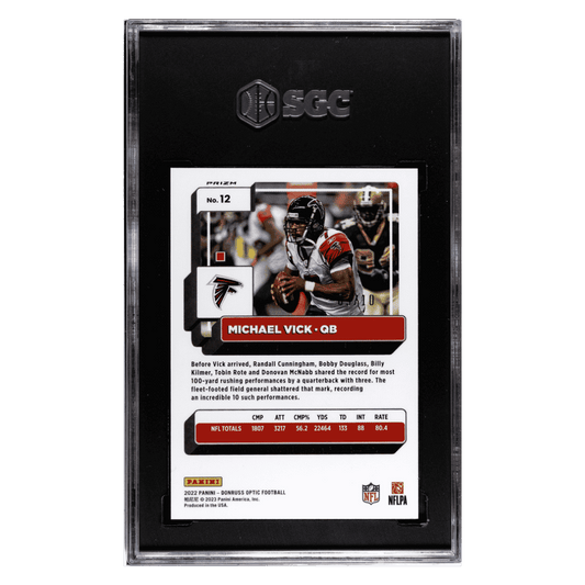 Michael Vick SGC 9 2022 Panini Donruss Optic Gold Prizm #d/ 10 Card #12