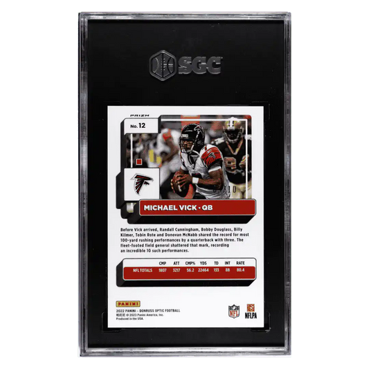 Michael Vick SGC 9 2022 Panini Donruss Optic Gold Prizm #d/ 10 Card #12