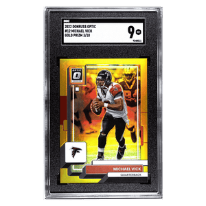 Michael Vick SGC 9 2022 Panini Donruss Optic Gold Prizm #d/ 10 Card #12