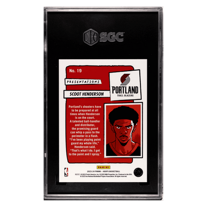 Scoot Henderson SGC 10 2023-24 Panini Hoops Presentations Card #19