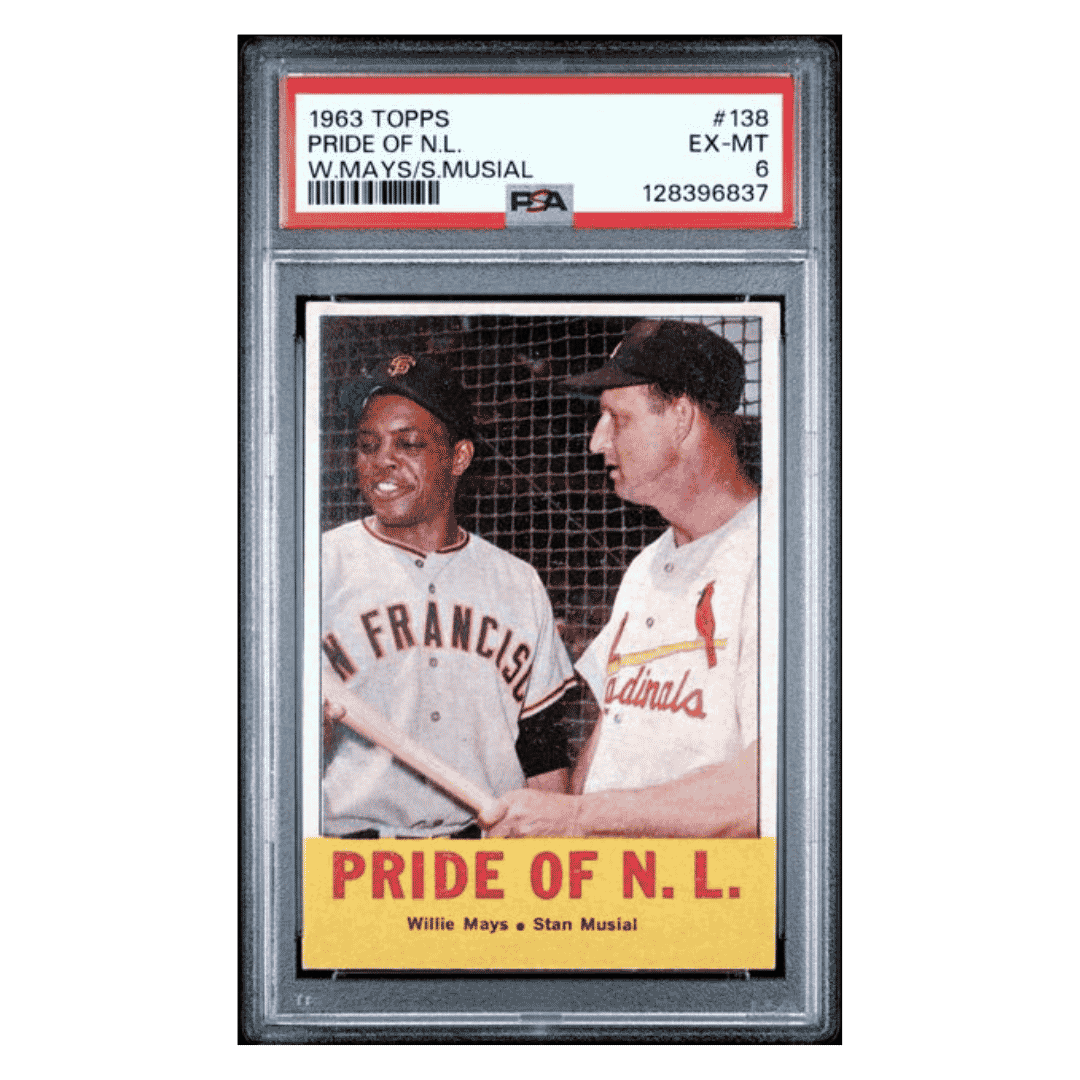 Pride of the N.L. PSA 6 1963 Topps Willie Mays / Stan Musial Card #138