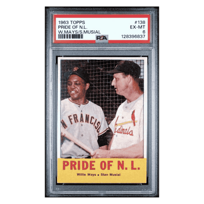 Pride of the N.L. PSA 6 1963 Topps Willie Mays / Stan Musial Card #138