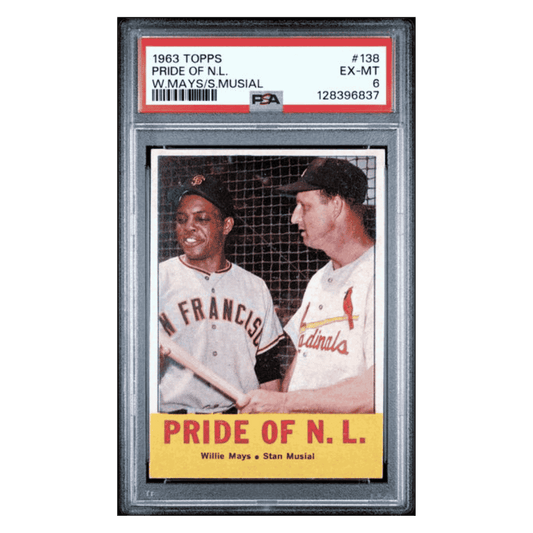 Pride of the N.L. PSA 6 1963 Topps Willie Mays / Stan Musial Card #138