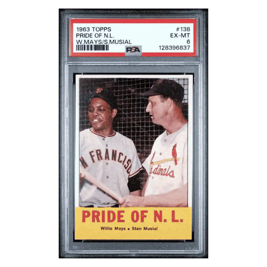 Pride of the N.L. PSA 6 1963 Topps Willie Mays / Stan Musial Card #138
