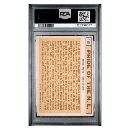 Pride of the N.L. PSA 6 1963 Topps Willie Mays / Stan Musial Card #138