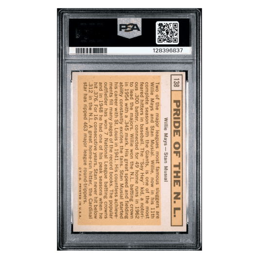 Pride of the N.L. PSA 6 1963 Topps Willie Mays / Stan Musial Card #138