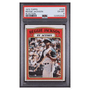 Reggie Jackson PSA 6 1972 Topps In Action Card #436