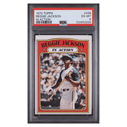 Reggie Jackson PSA 6 1972 Topps In Action Card #436