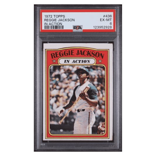 Reggie Jackson PSA 6 1972 Topps In Action Card #436