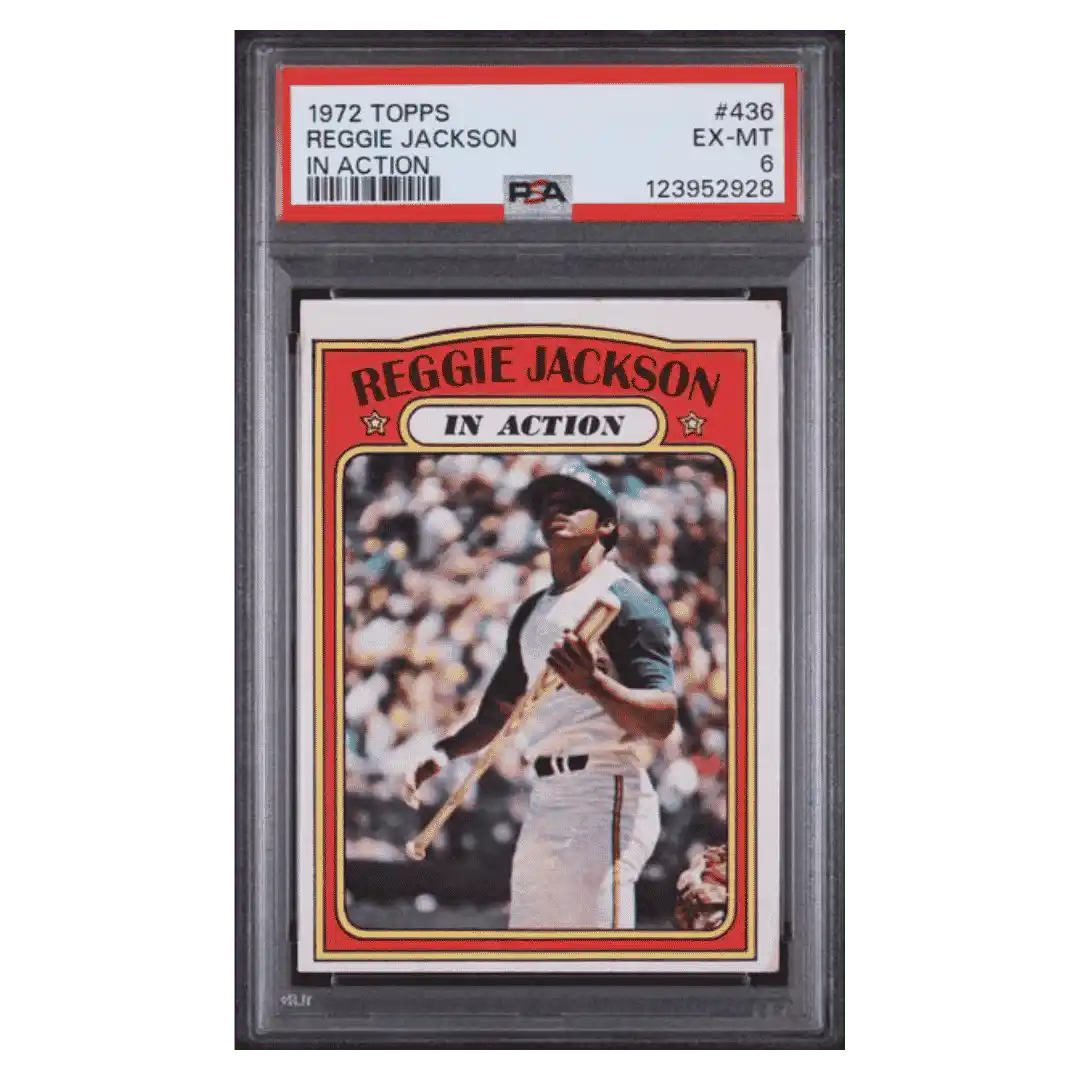 Reggie Jackson PSA 6 1972 Topps In Action Card #436