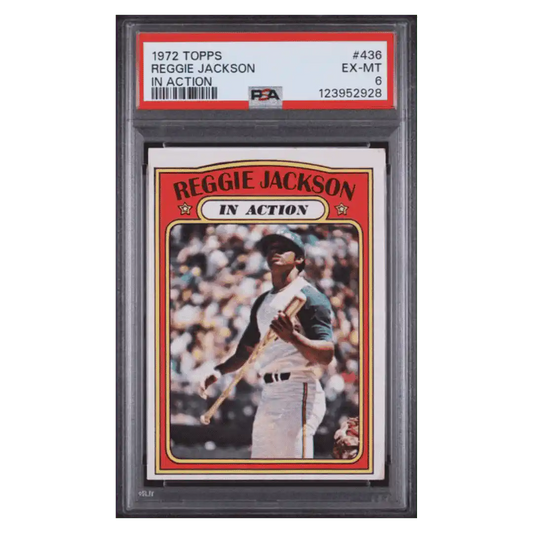 Reggie Jackson PSA 6 1972 Topps In Action Card #436