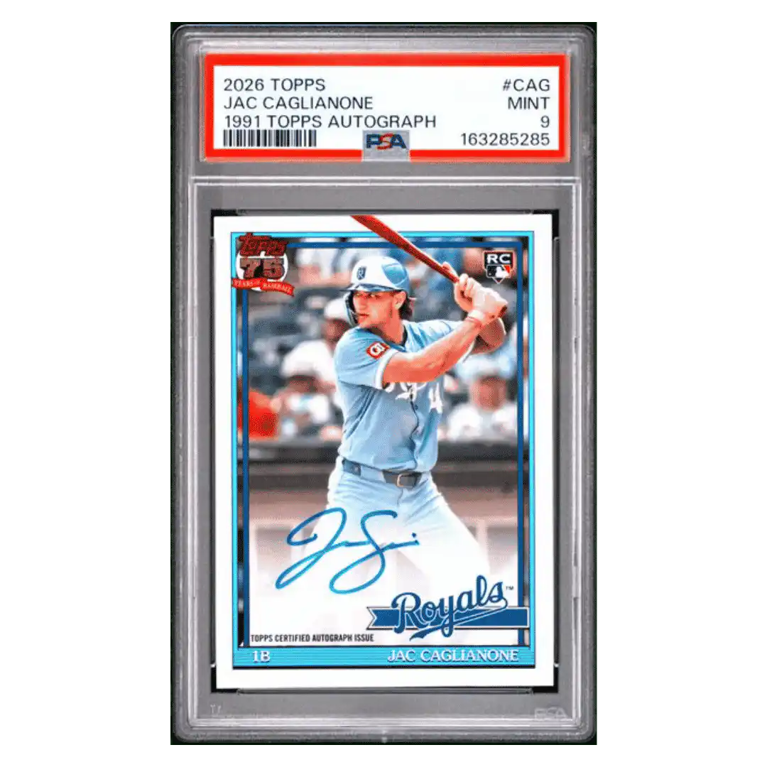 Jac Caglianone PSA 9 2026 Topps 1991 Topps Autograph Rookie RC Card #CAG