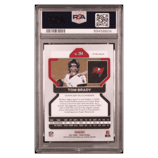 Tom Brady PSA 10 2021 Panini Prizm Red Ice Card #294