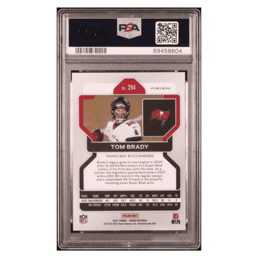 Tom Brady PSA 10 2021 Panini Prizm Red Ice Card #294