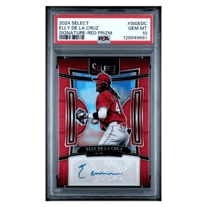 Elly De La Cruz PSA 10 2024 Panini Select Signature Red Prizm #d/ 99 Card #SIGEDC
