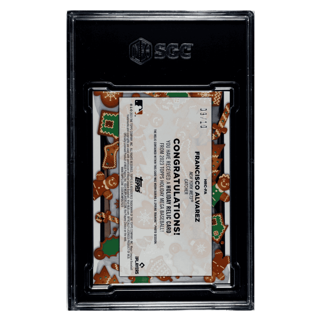 Francisco Alvarez SGC 9.5 2023 Topps Holiday Relic Silver Metallic #d/ 10 Card #HRCFA