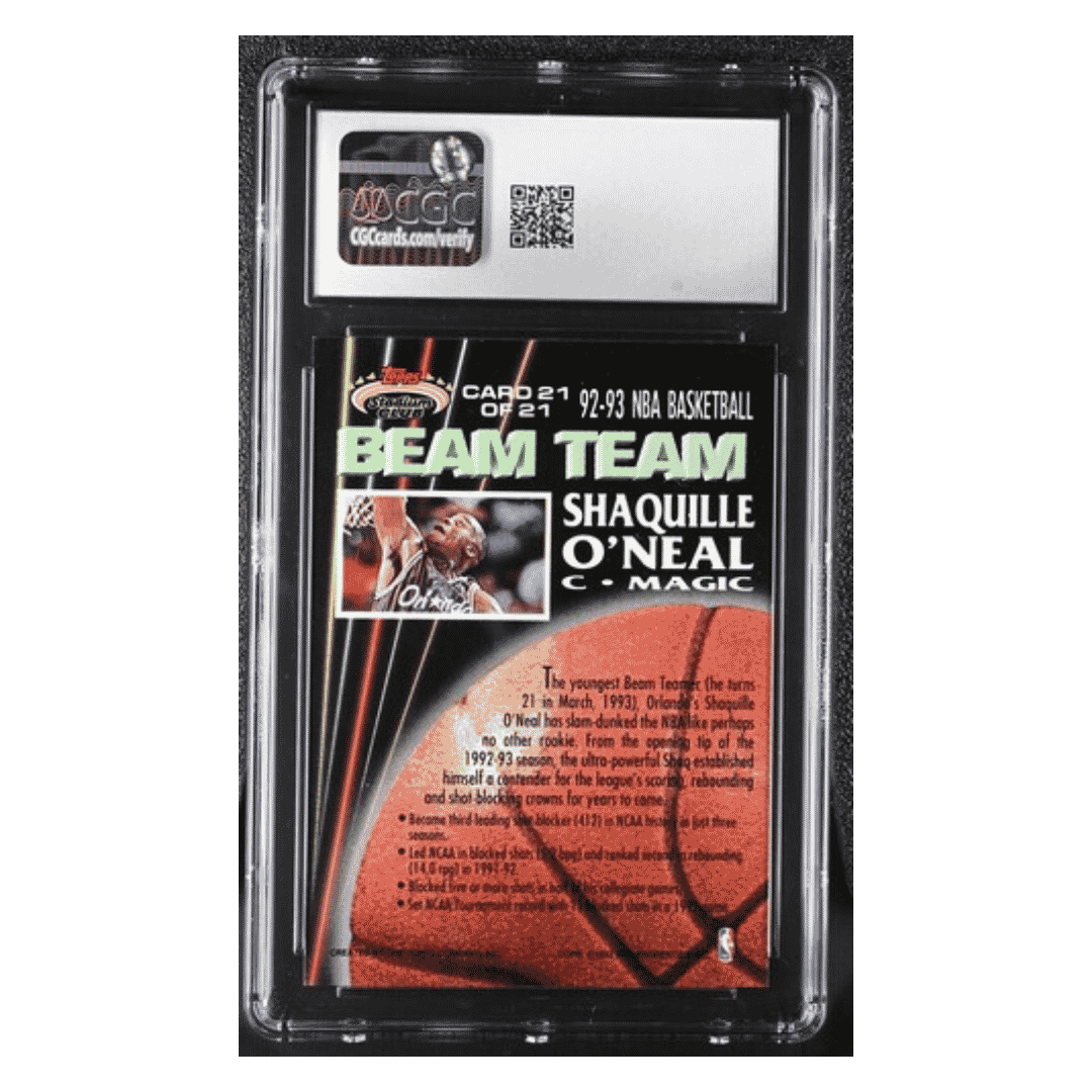 Shaquille O'Neal CGC 9 1992-93 Stadium Club Beam Team Rookie RC Card #21