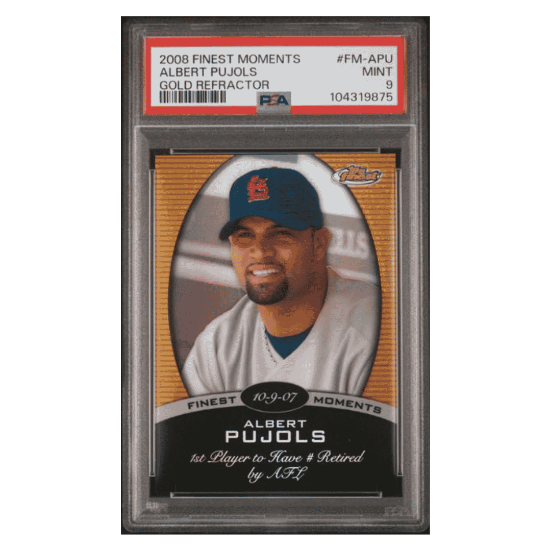 Albert Pujols PSA 9 2008 Topps Finest Moments Gold Refractor #d/ 50 Card #FM-APU