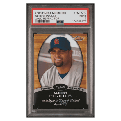 Albert Pujols PSA 9 2008 Topps Finest Moments Gold Refractor #d/ 50 Card #FM-APU