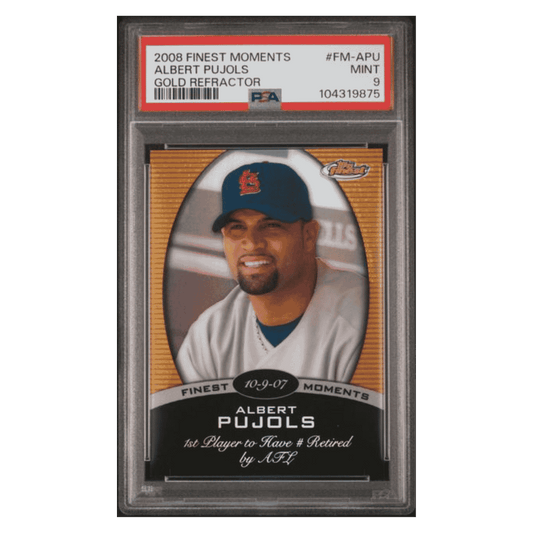 Albert Pujols PSA 9 2008 Topps Finest Moments Gold Refractor #d/ 50 Card #FM-APU