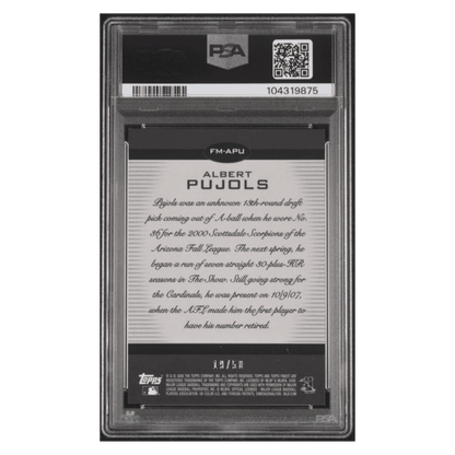 Albert Pujols PSA 9 2008 Topps Finest Moments Gold Refractor #d/ 50 Card #FM-APU